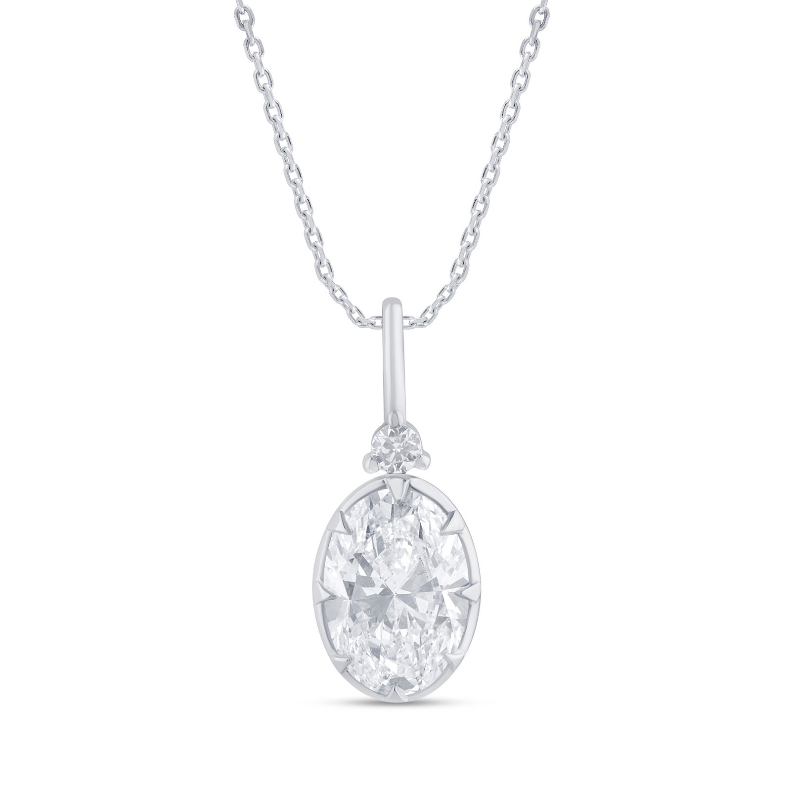 LG - 14K 1.09CT D-PENDANT LDS OVL/RDS OVAL CNTR 1.07CT PRONG "CERTIFIED"